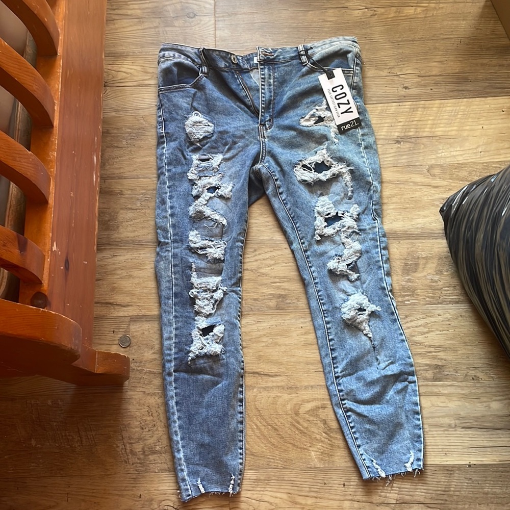 Blue ripped jeans
